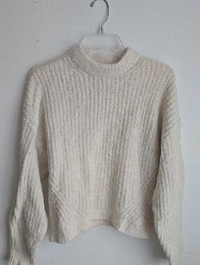 Abercrombie & Fitch Cream Ribbed Mock-Neck Sweater